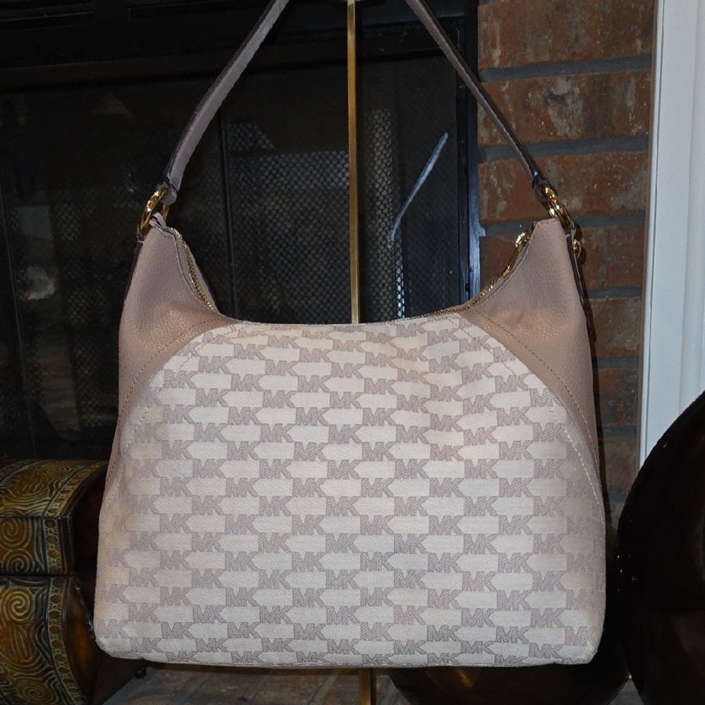 Michael Kors Taupe Monogram Shoulder Bag